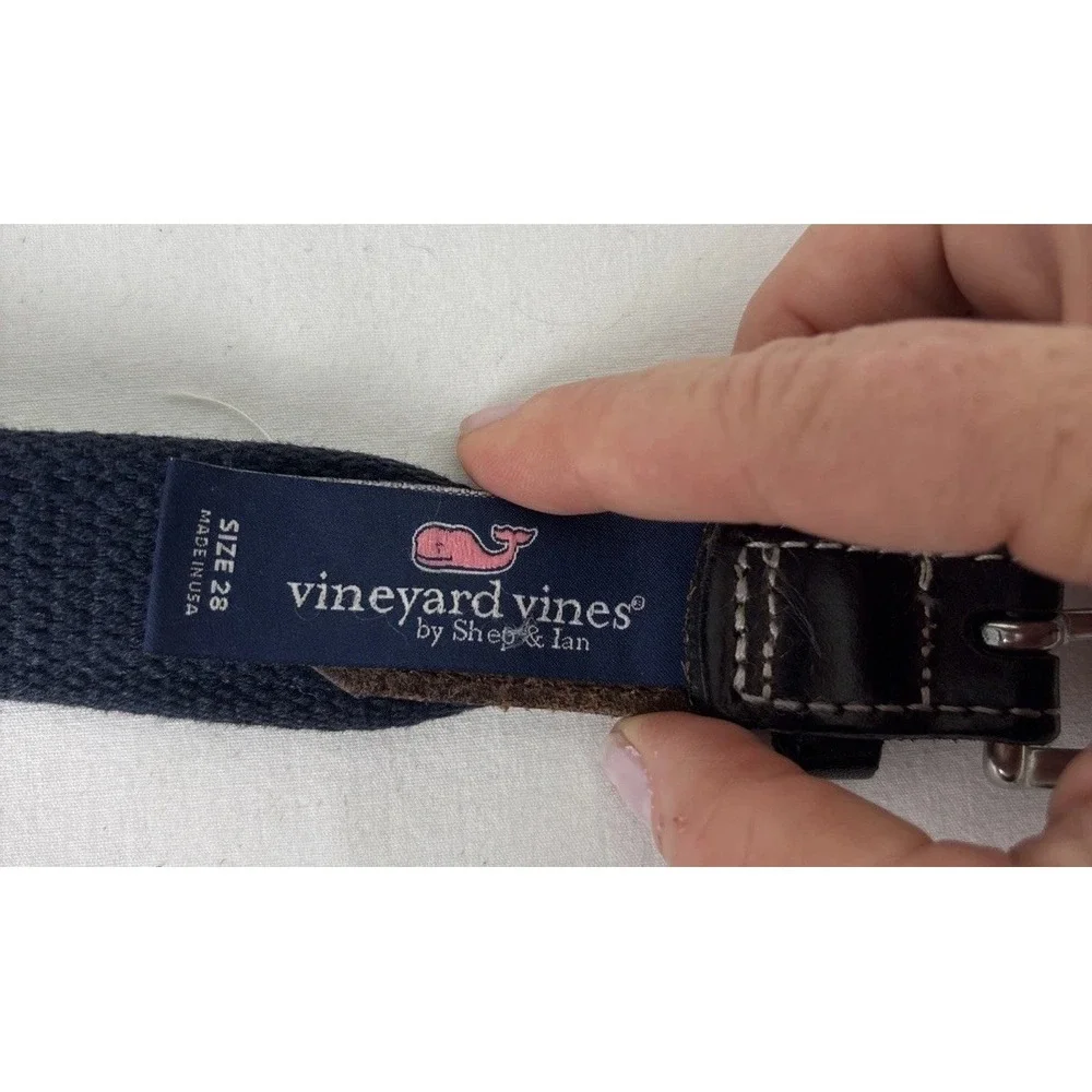 Vineyard Vines Belt Mens 28 Green Camouflage Cotton Leather Preppy Casual